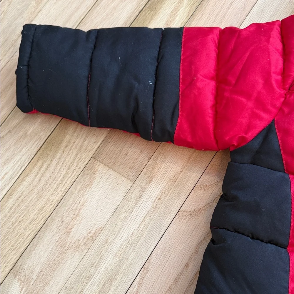 Vertical ‘9 Toddler Red and Black Hooded Fleeced Lined Puffer Jacket with Logo